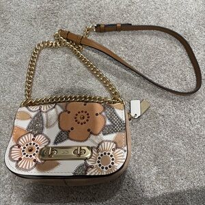 Coach Floral Crossbody Bag with Gold Chain